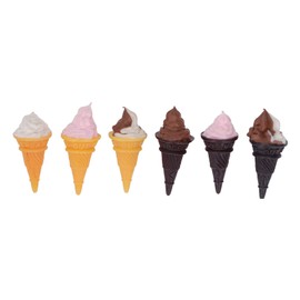 VGEBY 6pcs Dollhouse Ice Cream, Resin High Simulation Miniature Ice Cream Food Decoration for Doll House Kitchen Miniature Ice Cream Cones
