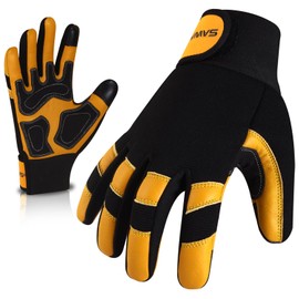 Leather Work Gloves Gardening Ornproof Breathable Construction Flexible Mechanic for Work Men/Women All Purpose Safety Gloves Rigger, Driving, Electrician