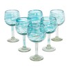 NOVICA Clear Blue Glass Hand Blown Wine Glasses, 13 Oz,