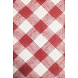 Cocina Mantel PEVA Franela Backed Multi diseño & Selección de Color 132,1 x 228,6 cm Oblong, Rojo (Red Checkered), 52" x 90"