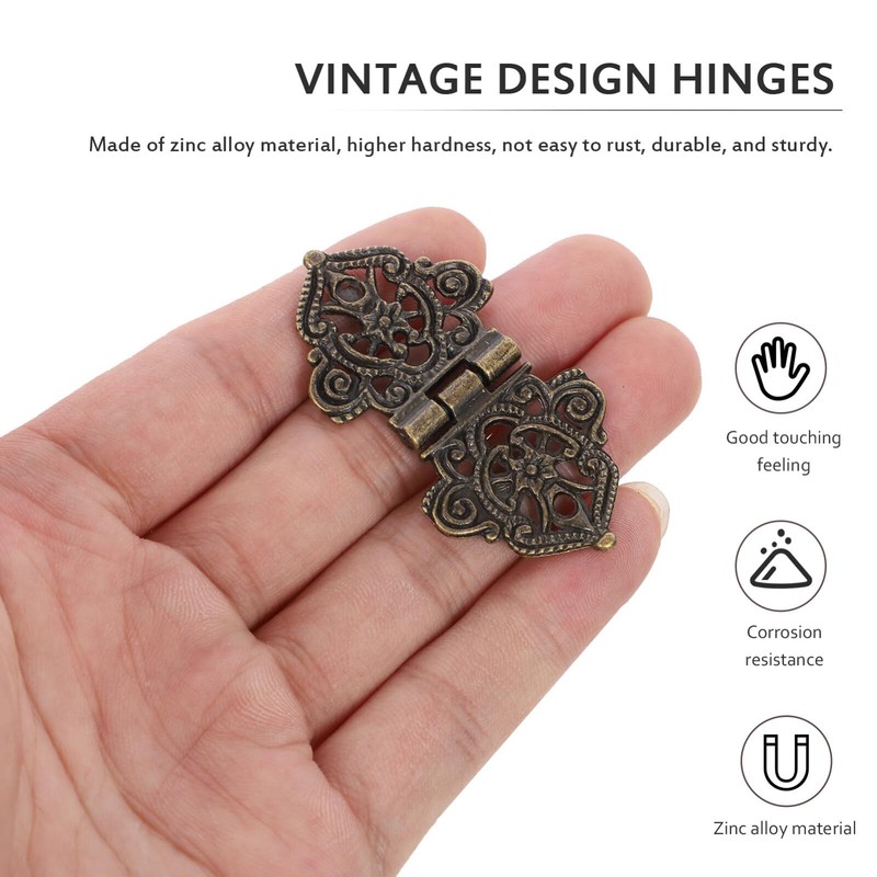 Operitacx 20 Pieces Antique Small Brass Hinges Box Hinges with