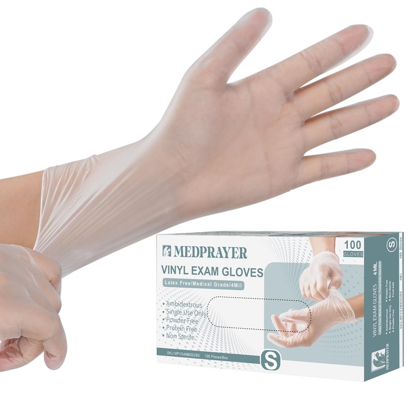 MEDPRAYER Vinyl Exam Gloves - Disposable Latex & Powder Free