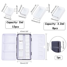 PandaHall Empty Watercolour Tins Box with 12 Pieces Half Pans 8 Pieces Full Pans Watercolour Watercolour Tin Box with Lid Empty Watercolour Pans for Artists Student Travel Painting
