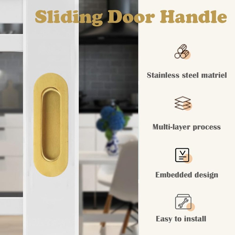 Deyixinup 2 PCS Side Hole Flush Pull Golden Oval Embedded