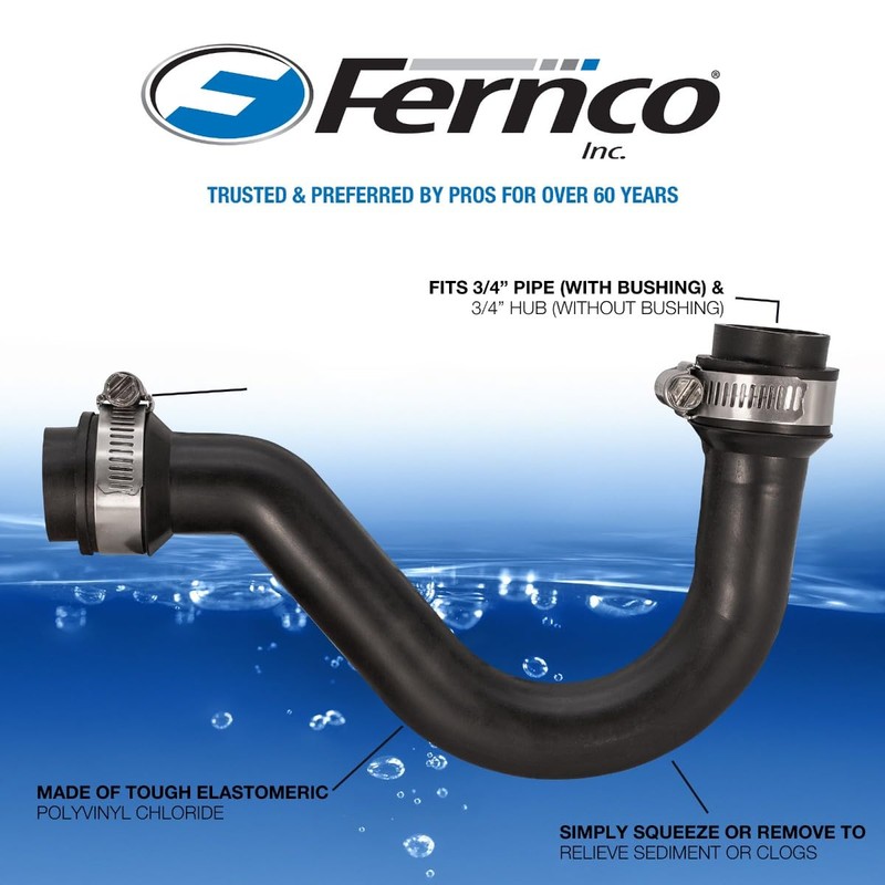 Fernco 3/4 Inch Flexible PVC Condensate Trap for HVAC Systems