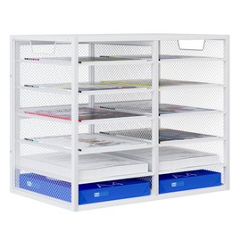 PAG-Mass Mail Sorter for Desk, Countertop Literature Organizer, Student Mailbox for Classroom, Desktop Bill Paper Holder Rack for Office Home School, 12 Compartments, White