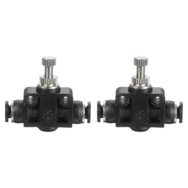 sourcing map 2pcs PSA-1/4 Air Flow Control Valve Push to Connect Fitting 1/4" OD x 1/4" OD in-Line Speed Controller Union Straight for Semi Truck Trailers Air Brake System, Black