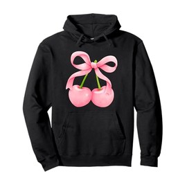 Cute Coquette Cherry Bow Aesthetic Ribbon For Women Girls Pullover Hoodie