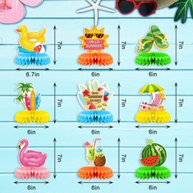 Estivaux 9 PCS Summer Tropical Honeycomb Centerpieces for Tables, Luau Party Table Centerpiece Hawaiian Table Decorations Beach Pool Party Photo Props for Summer Luau Party Decorations Supplies