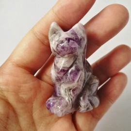 Manekieko Natural Amethyst Crystals and Healing Stones, 50 mm Bag, Carved Figures, Collectibles, Room Decor