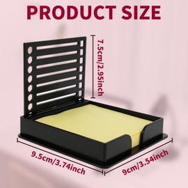 2 Pcs Sticky Note Holder with Stencil, Reusable Sticky Pads Organizer, Sticky Note Dispenser for Desk, School and Office, for 3x3 Self-Sticky Note Pads (Sticky Notes Not Contain) (Black)