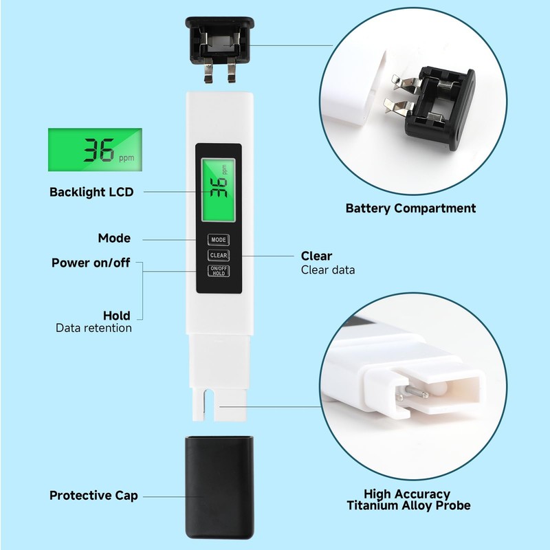 kclkda 4 in 1 TDS Meter Digital Water Tester, Water