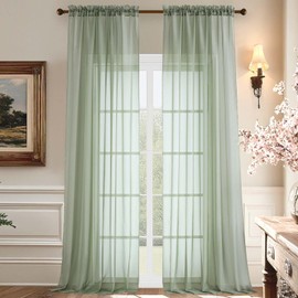 Aiyufeng Cortinas transparentes de color verde salvia de 120 pulgadas de largo, con bolsillo extra largo para barra de cortina de color sólido, cortinas elegantes y cortinas para sala de estar