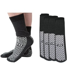 Interweave Healthcare Double Tread Non Slip Hospital Socks (5 Pairs), XXXL Grey Ankle Socks, UK Shoe Size 13+, Fits Non Swollen Feet, Dark Grey