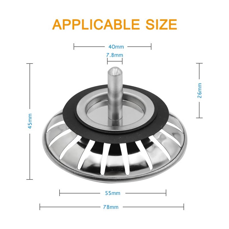 Bevy Designs Bathroom Sink Plug, Kitchen Sink Strainer | Universal