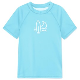 BesserBay Big Boys Light Blue UV Protection Rash Guard Shirt Lightweight Short Raglan Fishing Water Shirt 11-12 Years