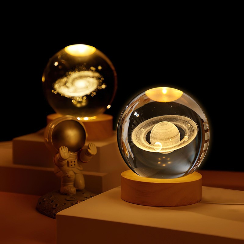 DAWRIS 3D Saturn Crystal Ball with LED Colourful Night Light