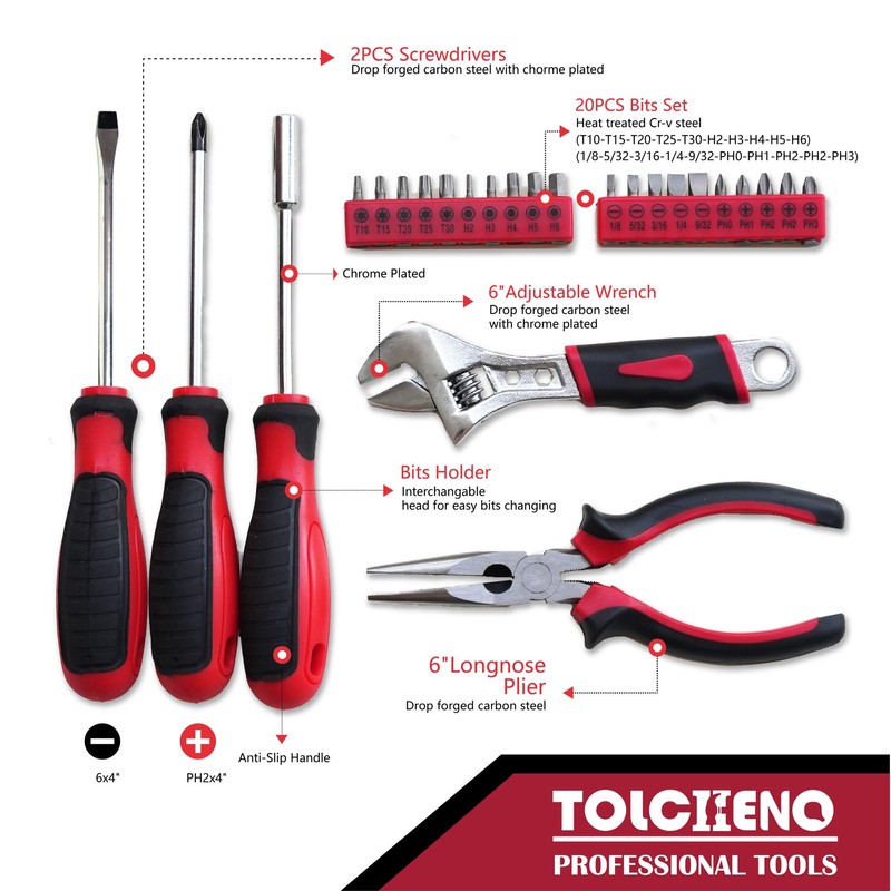 TOLCHENO Basic Tool Kit - Mini Tool Box for Home,Apartement,Dorm