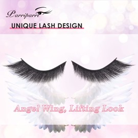Parriparri False Eyelashes Fluffy Fox Eye Lashes Sexy Cat Eye Eyelashes Soft Winged Angel Fake Lashes Wispy Lightweight Faux Mink Lashes (5 Pairs)