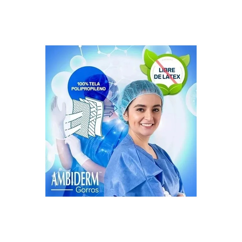 Ambiderm Gorro Plisado Ambiderm Desechable Cofia Con 100pzas