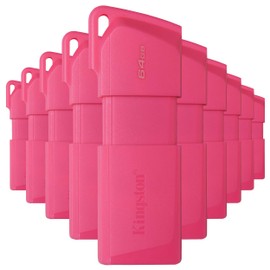 PSA COMPUTO Y PAPELERIA Kit 10 Memoria Kingston 64GB USB 3.2 Gen 1 EXODIA Color Rosa(Neon) KC-U2L64-7LN Diseño de capuchón móvil para Proteger el Conector USB