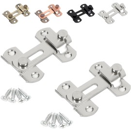 fogman Door Buckle, 180 Degree Sliding Door Lock, Horizontal, Choose Color, Choose Size, Set of 2 (S, Silver)