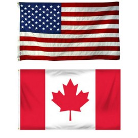 AES Wholesale Combo USA American & Canada Canadian 12"x18" Polyester Flags