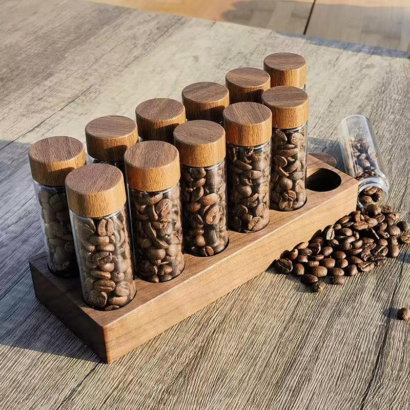 TREELF Coffee Bean Storage,Coffee Storage Container with Walnut Solid Wood