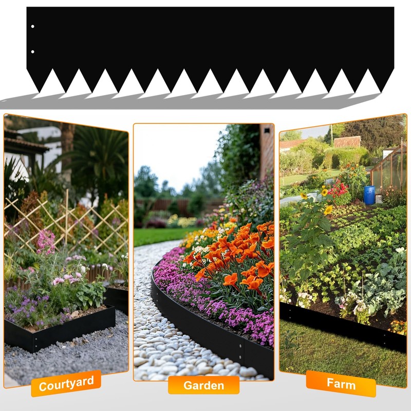 40" L x 8" H Metal Landscape Edging, Metal Lawn