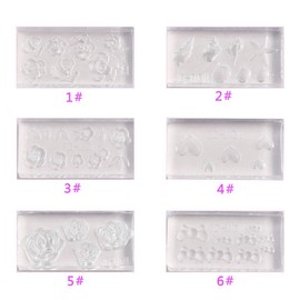 loweyuiroy Nail Acrylic Molds Kit, 6 Pieces 3D Stereo Mini Flower Carving Mold Nail Art Mould Template Silicone Mold