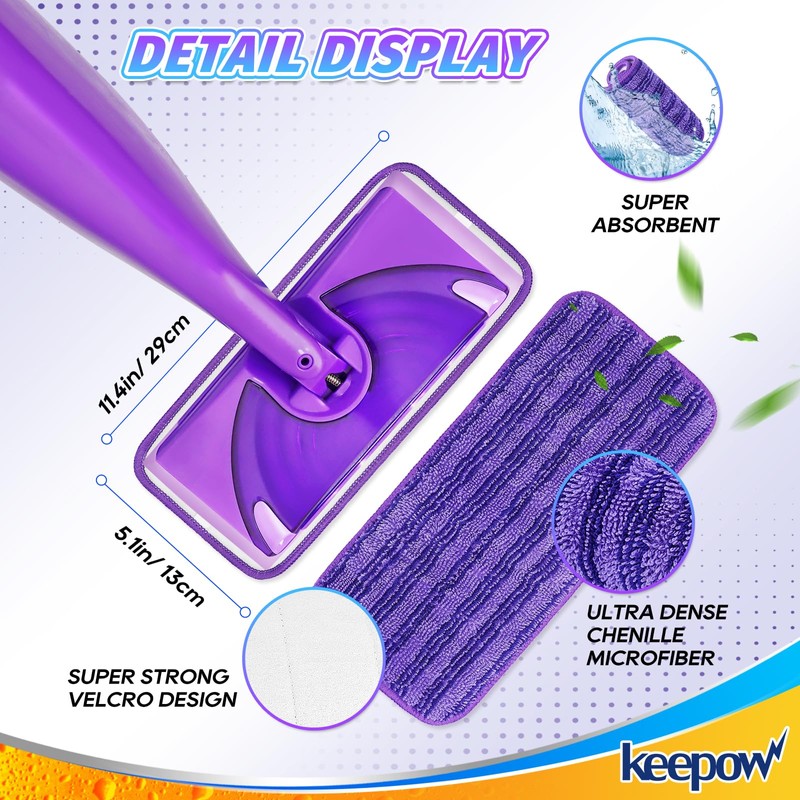 KEEPOW 6 PCS Reusable Mop Pads Compatible with Flash Powermop,