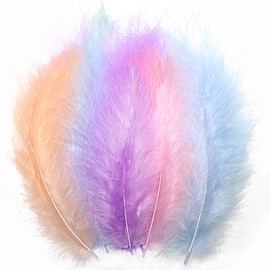 THARAHT 100pcs Fluffy Turkey Marabou Feathers 4-6inch for craft Dream Catcher Decoration Natural Fluffy Turkey Marabou Feathers,Macaron color