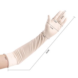 JUNART Long Satin Gloves, Elegant Elbow Length Gloves for Opera Party, Wedding, Evening Dresses, Carnival Costume, Dance, Champagne Colour-1 Pair