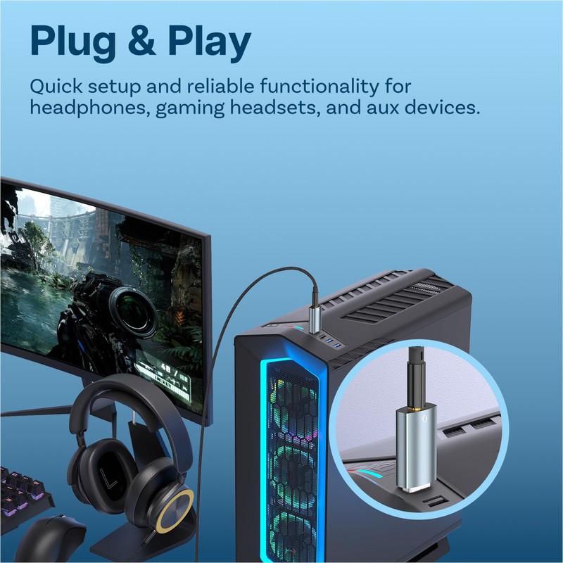 MMOBIEL USB to 3.5 mm Jack Audio Adapter by Gaming