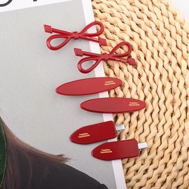 Vintage Hair Clips for Thick Fine Hair Bow Barrette for Women Girls Snap Hair Clips Dark Red Hair Accessories French Braid Hair Pins Decorative Hair Barrettes Clip for Thin Curly Hair Bow Clips 6 Pcs