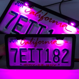 LivTee Super Bright License Plate Light, 12V License Tag Screw Bolt Accessories, Waterproof Black Aluminium Light Holder, Legal for Car Motorcycle Truck RV ATV Bike, Purple(2PCS)