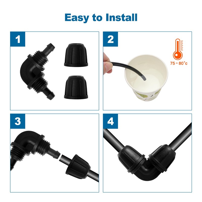 VooGenzek 10 PCS 4/7 mm Drip Irrigation Fittings, Irrigation Elbow