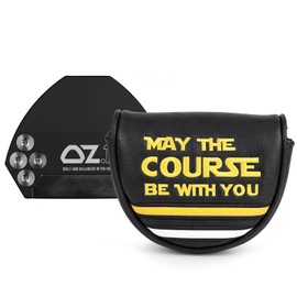 Golf Mallet Putter Cover Head Cover, May The Course Be with You Magnetic Closure Premium Leather Headcovers Golf Mallet Putter Cover for L.A.B. Golf OZ1 Putter