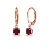 Rose Gold Flashed Sterling Silver Created Ruby 6mm Round Leverback