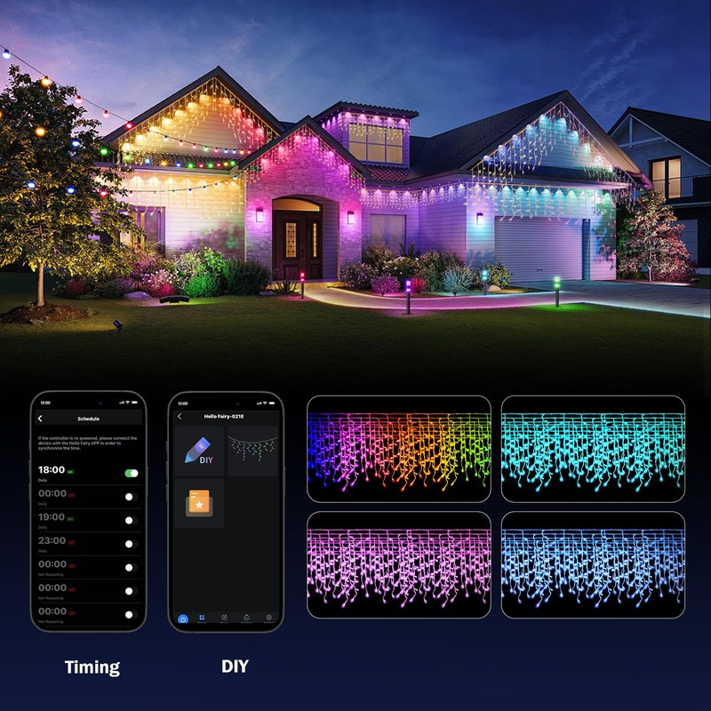 BAIRAYEN Smart Christmas Icicle Lights,66 FT 598 LED RGB Outdoor