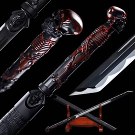 Hand Ground Full Tang Katana Personality Skull Handle High Toughness Tang Transverse Knife Sharp Sword