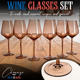 French Style Large Handblown Colored Crystal Wine Glasses+ Luxury Gift Box-18oz-Colorful Wine Glasses, Luxury Wine Glasses, Colored Wine Glasses Set of 6, Unique Wine Glasses with French elegance