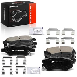 A-Premium Juego de pastillas de freno de disco cerámicas delanteras y traseras compatibles con determinados modelos de Chevy - Camaro 2010 2011 2012 2013 2014 2015, con tornillería, 8 piezas