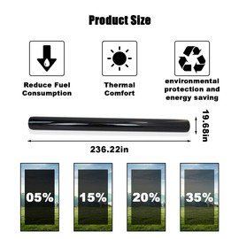 Car Window Tint Film for Auto Sun Shade Roll Width 20"×Length 20Ft Universal Dark Vinyl Protection Film with 35% VLT, Privacy Sunlight Heat UV Block Protection & Scratch Resistant