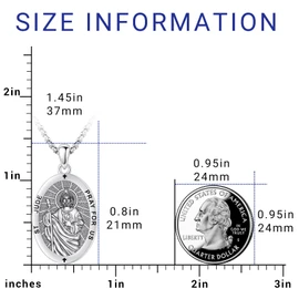 Saint Jude Necklace for Men Women San Judas Tadeo De Plata 925 Sterling Silver St Jude Pendant Cadena De San Judas Tadeo Para Hombre Medallion San Juditas Chain Medal Jewelry
