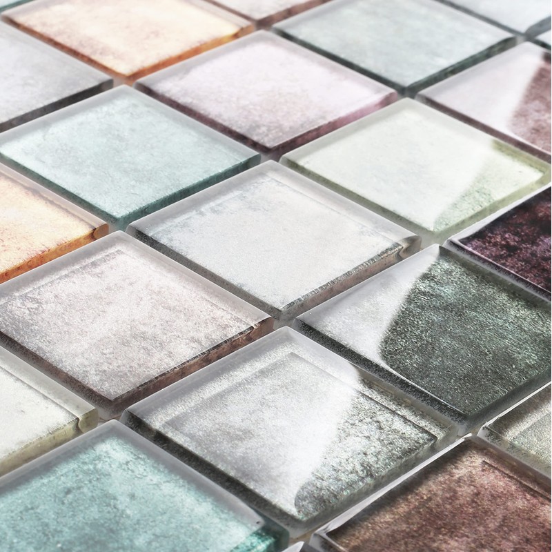 Parrotile Antique 2'' x 2'' Glass Squared Tile Glazed Red