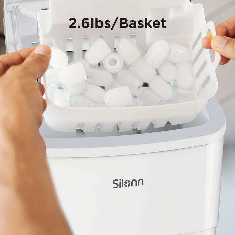 Silonn Ice Makers Countertop, 9 Bullet Ice Cubes Ready in