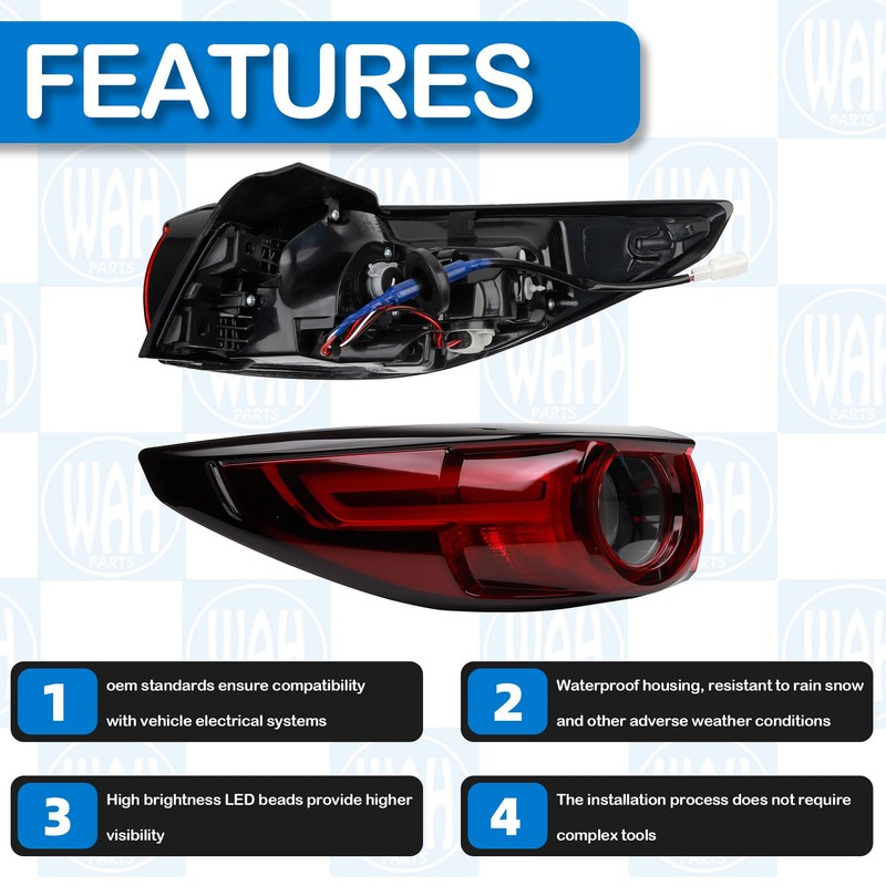 Wahparts LED Driver Left Side Tail Light Assembly Outer Compatible