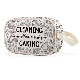 WCGXKO Cleaning Is Another Word for Caring Clear Makeup Bag Cleaning Team Gift Maid Service Gift (Cleaning Cbag)