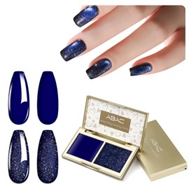 Solid Gel Nail Polish Set,Ombre Pat Painting Gel & Nail Art,6G Full-size 2 Colors Navy Blue & Glitter Blue Soak Off UV Gel Polish kit,Manicure Salon DIY Design at Home Gift for Woman